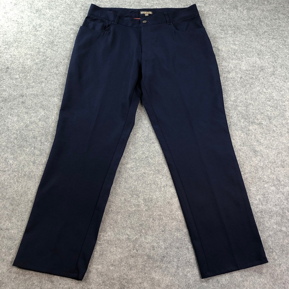 Peter Millar Crown Sport Mens Chino Pants 38x30 (fits 36x29) Blue Polyester Eb66